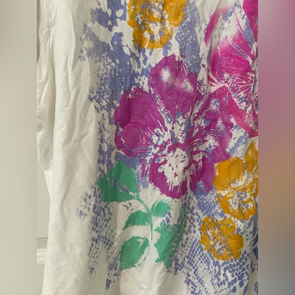 Just My Size Glitter Floral Print Women's Top - Picture 3 of 5